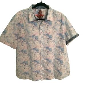 Robert Graham Men's Classic Fit Cotton Shirt Short Sleeve, Button-Down, 2XL